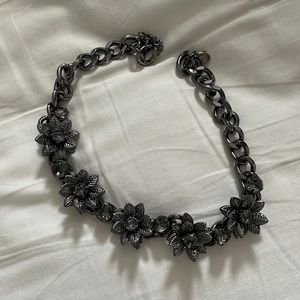 Vintage Chunky Floral Rhinestone Chain Necklace / Chocker